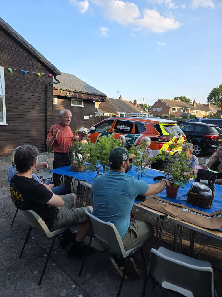 Wes Pinfield speaking to members of Redditch Bonsai Society 16th July 2026
